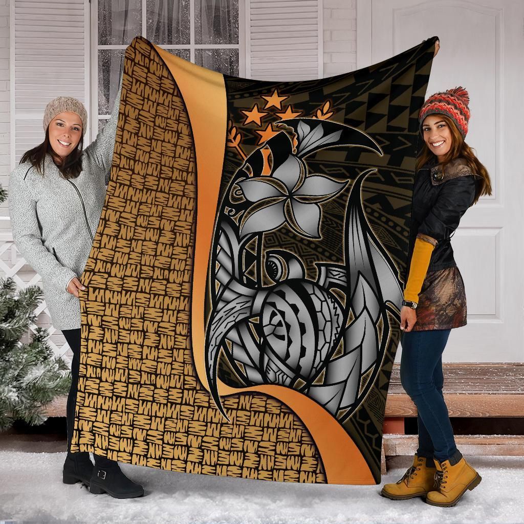Kosrae Micronesia Premium Blanket Gold - Turtle With Hook