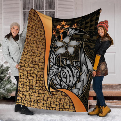 Kosrae Micronesia Premium Blanket Gold - Turtle With Hook