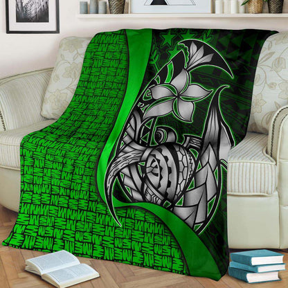 Kosrae Micronesia Premium Blanket Green - Turtle With Hook