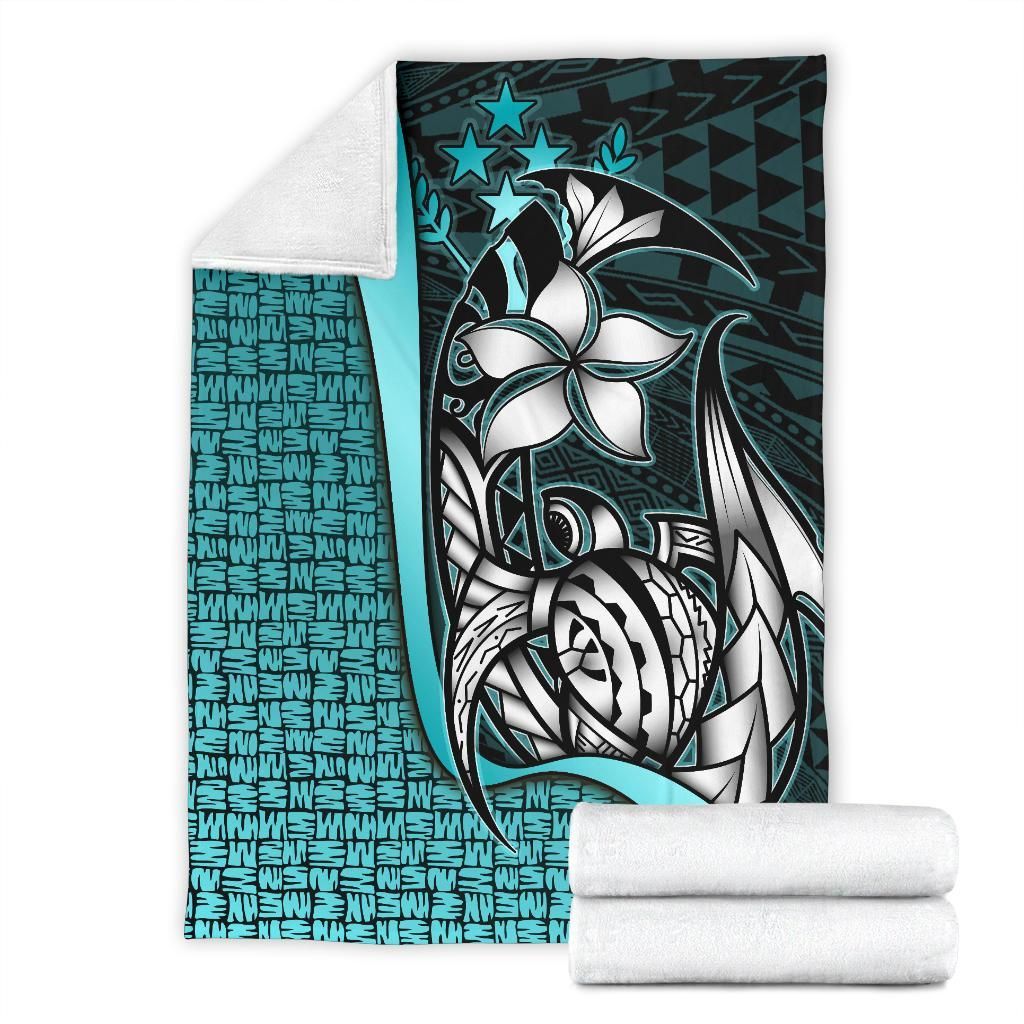 Kosrae Micronesia Premium Blanket Turquoise - Turtle With Hook