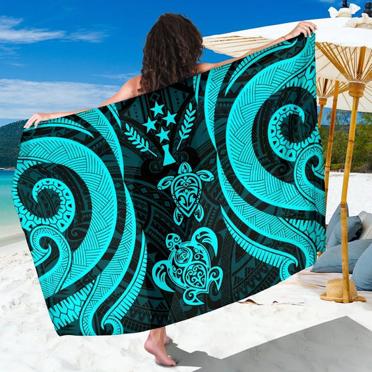 Kosrae Micronesia Sarong - Tentacle Turtle Turquoise