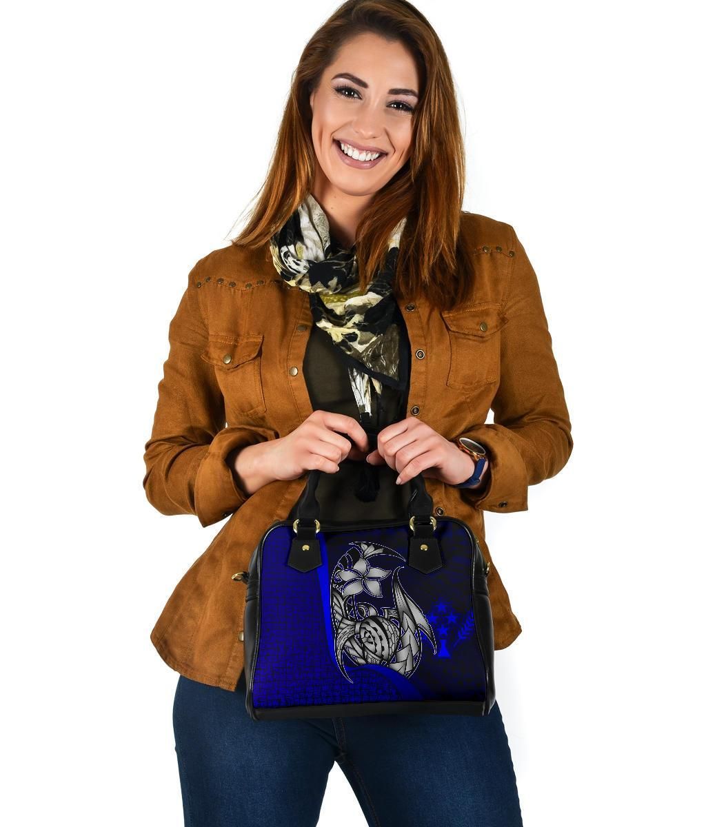 Kosrae Micronesia Shoulder Handbag Blue - Turtle With Hook