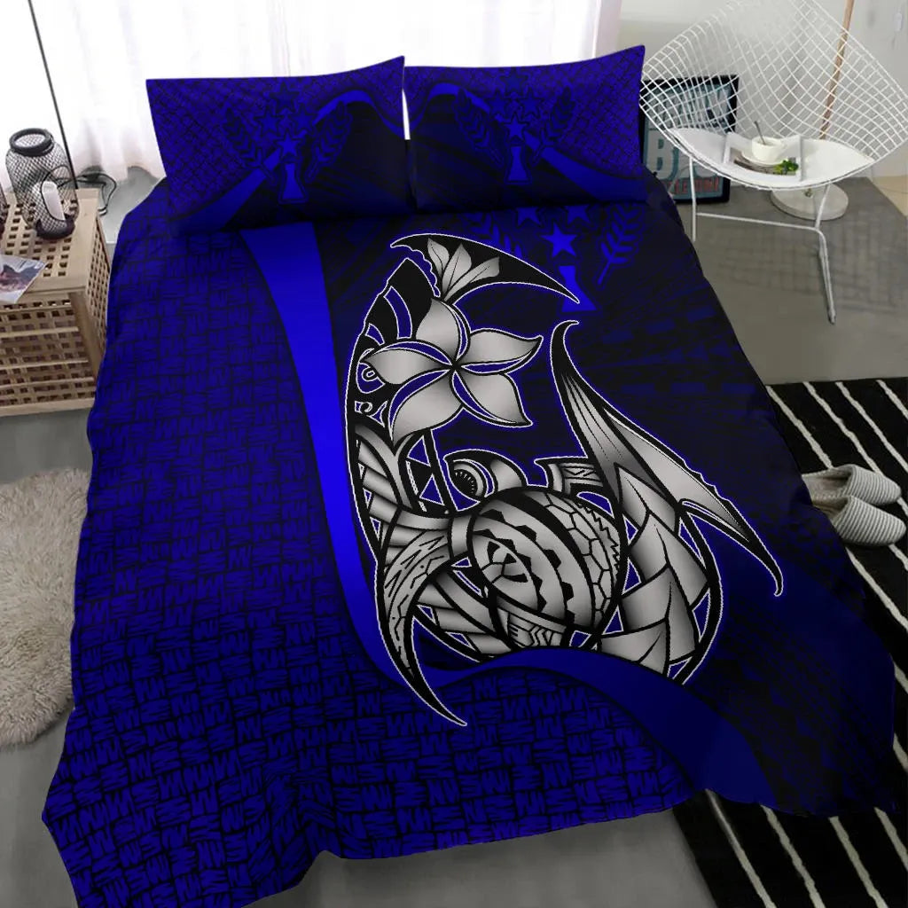 Kosrae Micronesian Bedding Set Blue - Turtle With Hook