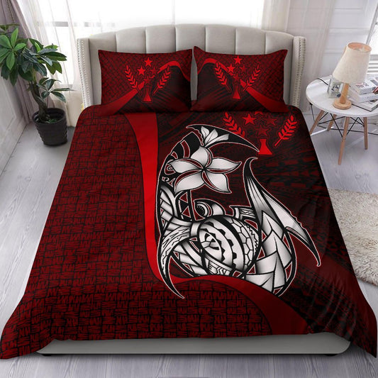 Kosrae Micronesian Bedding Set Red - Turtle With Hook