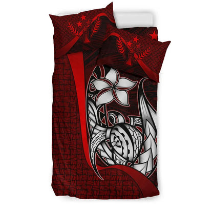 Kosrae Micronesian Bedding Set Red - Turtle With Hook