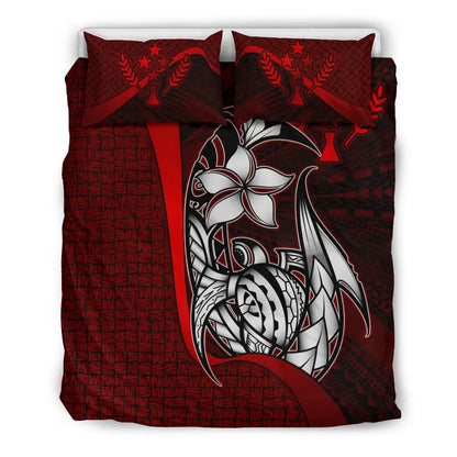 Kosrae Micronesian Bedding Set Red - Turtle With Hook