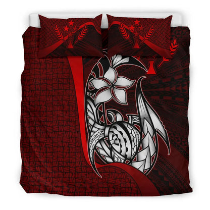 Kosrae Micronesian Bedding Set Red - Turtle With Hook