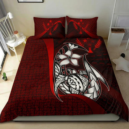 Kosrae Micronesian Bedding Set Red - Turtle With Hook