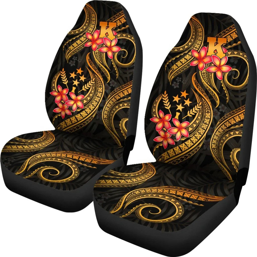 Kosrae Micronesian Car Seat Covers - Gold Plumeria