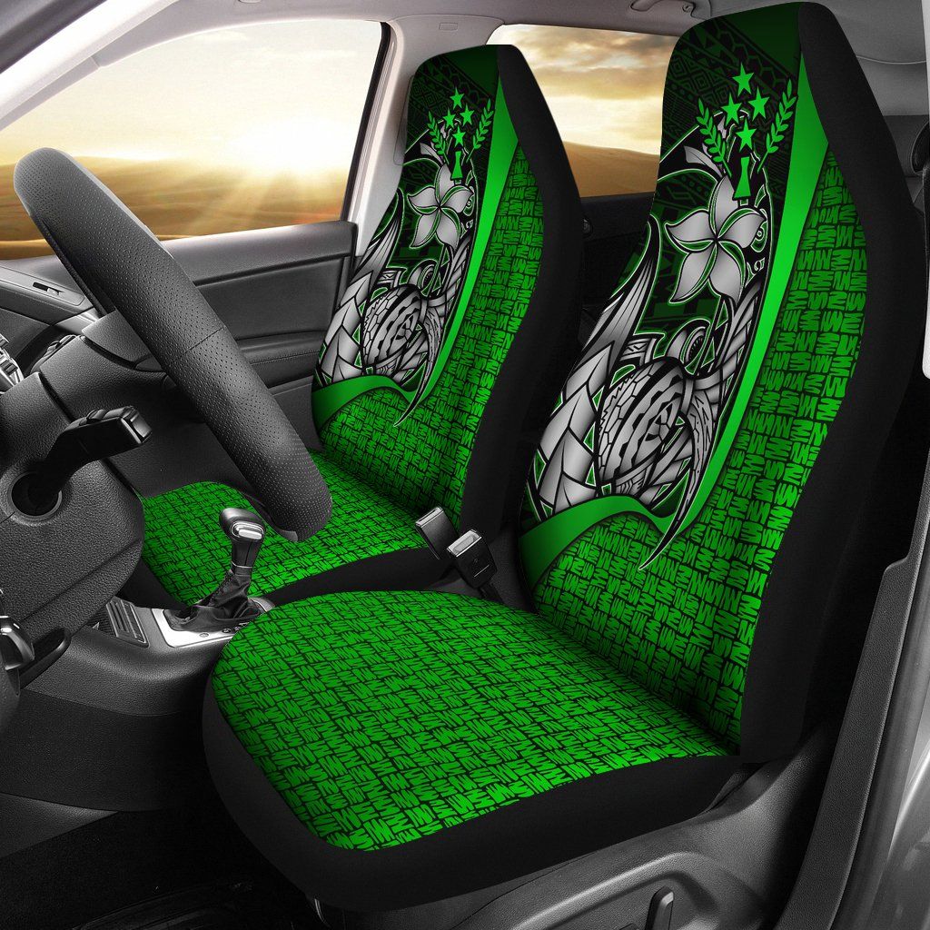 Kosrae Micronesian Car Seat Covers Green - Turtle With Hook