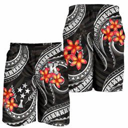 Kosrae Micronesian Men Shorts - Black Plumeria