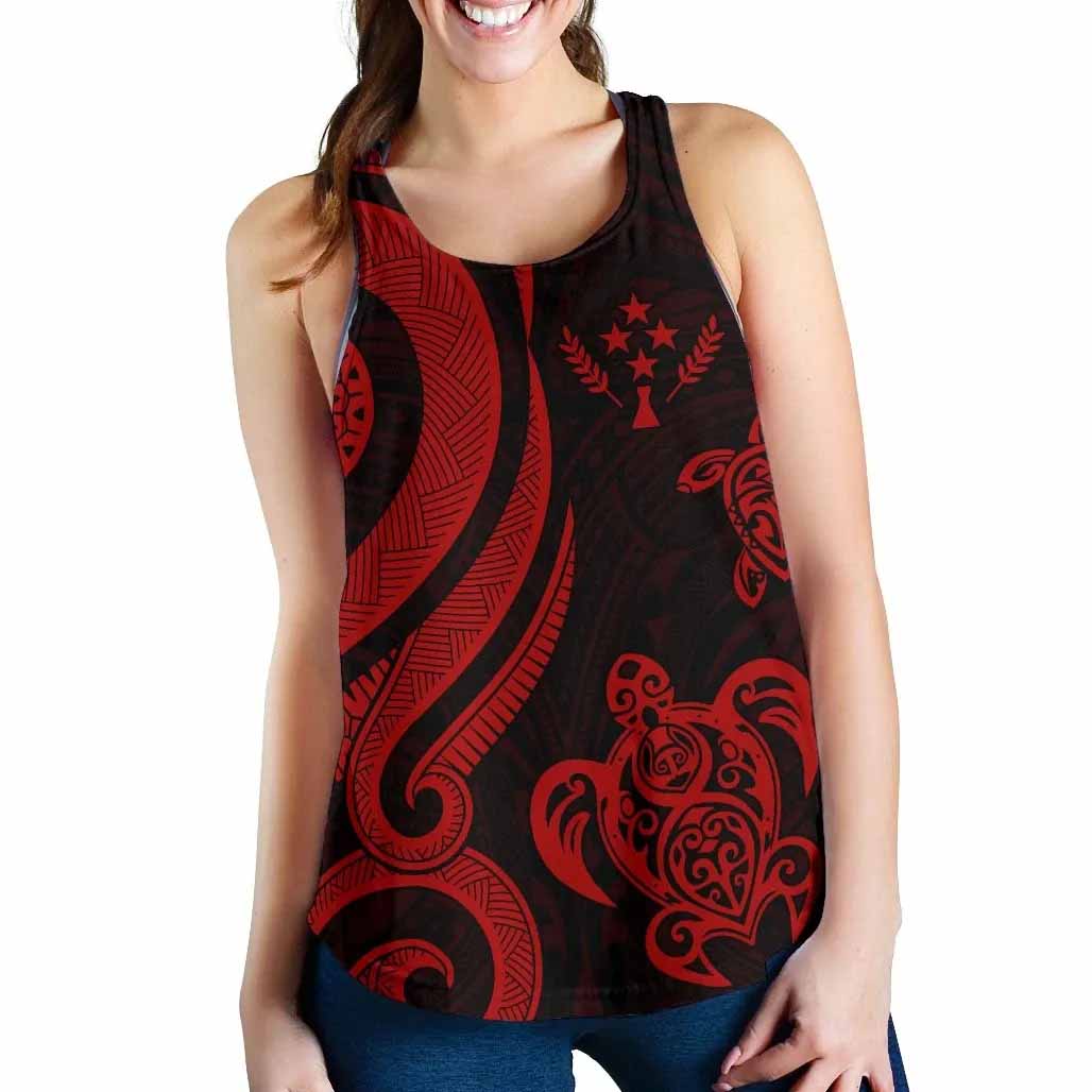Kosrae Micronesian Women Racerback Tank - Red Tentacle Turtle