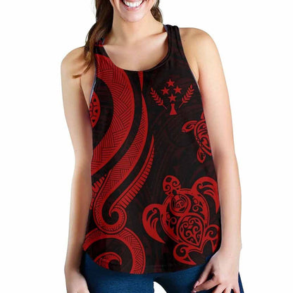 Kosrae Micronesian Women Racerback Tank - Red Tentacle Turtle