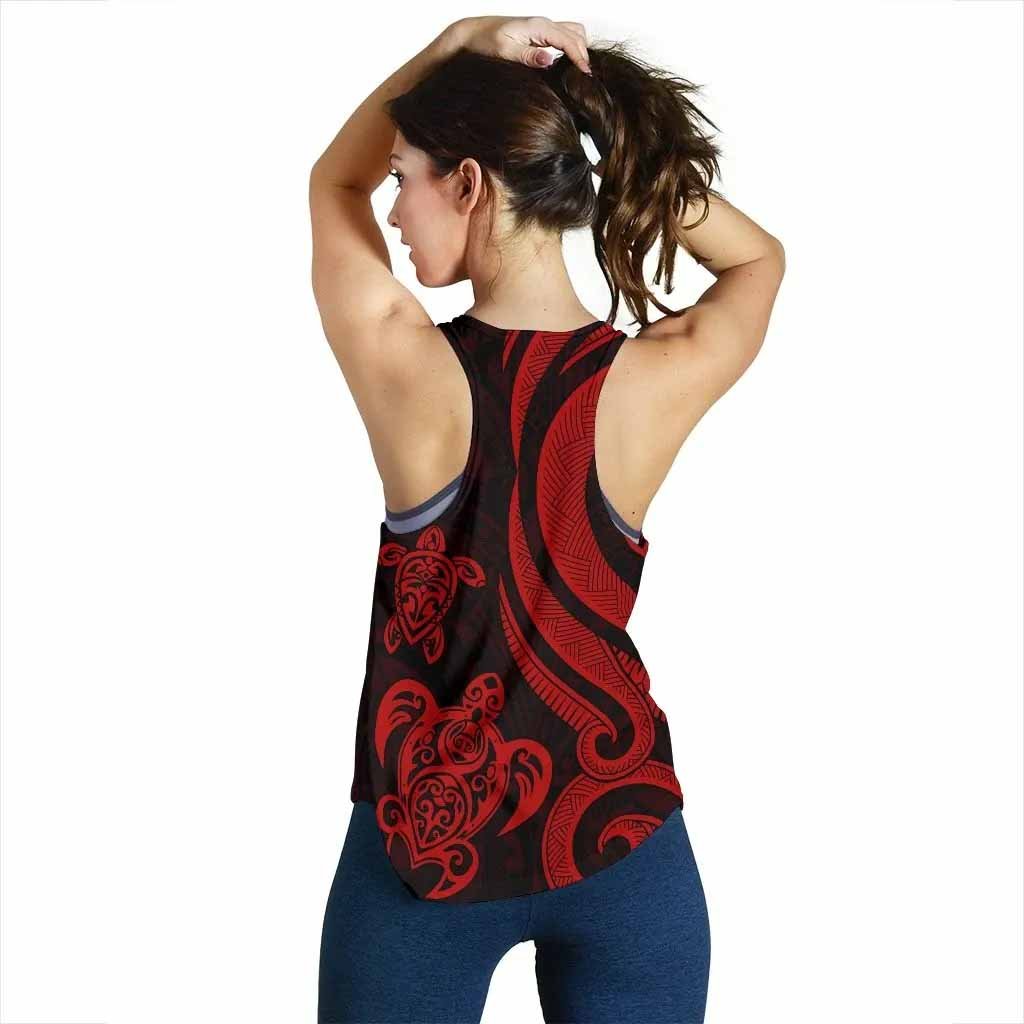 Kosrae Micronesian Women Racerback Tank - Red Tentacle Turtle