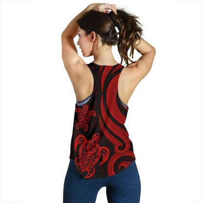 Kosrae Micronesian Women Racerback Tank - Red Tentacle Turtle
