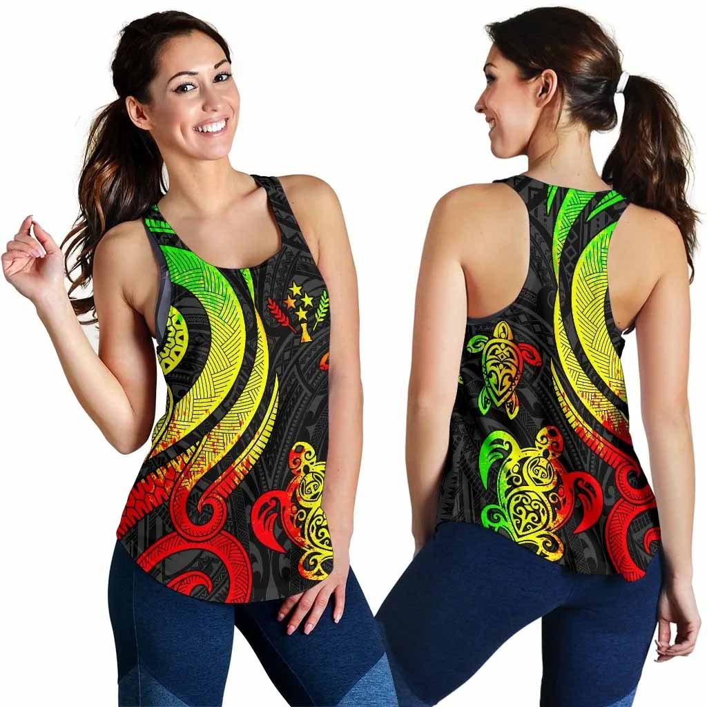 Kosrae Micronesian Women Racerback Tank - Reggae Tentacle Turtle