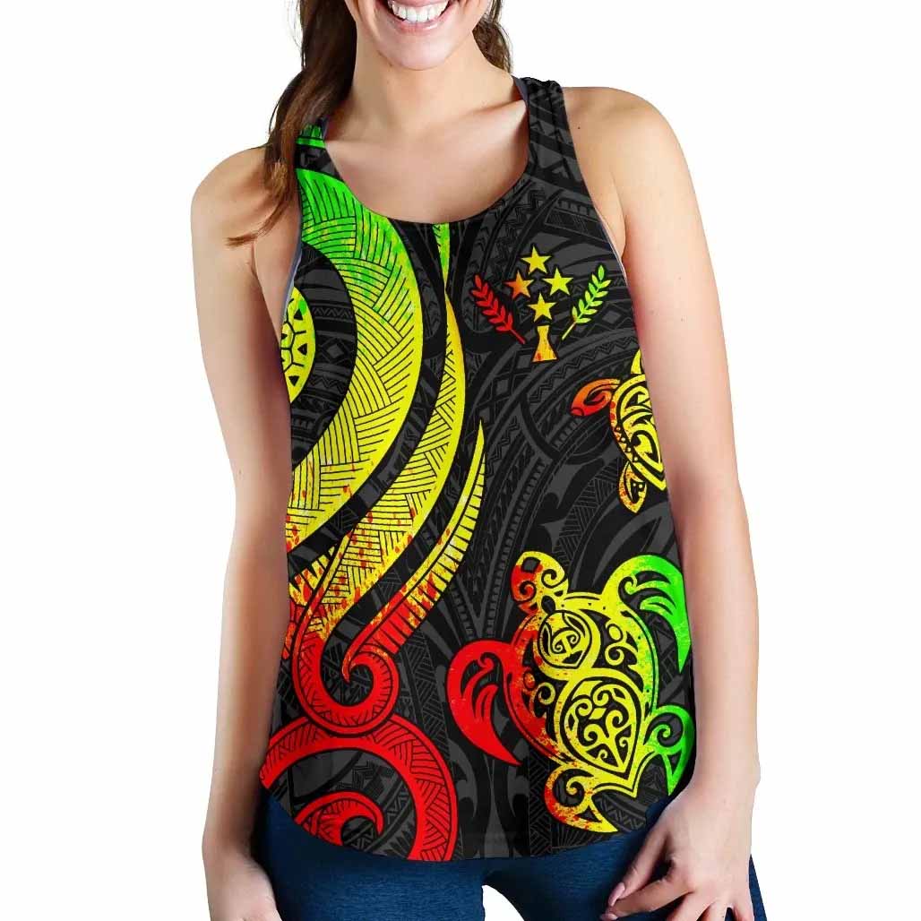 Kosrae Micronesian Women Racerback Tank - Reggae Tentacle Turtle