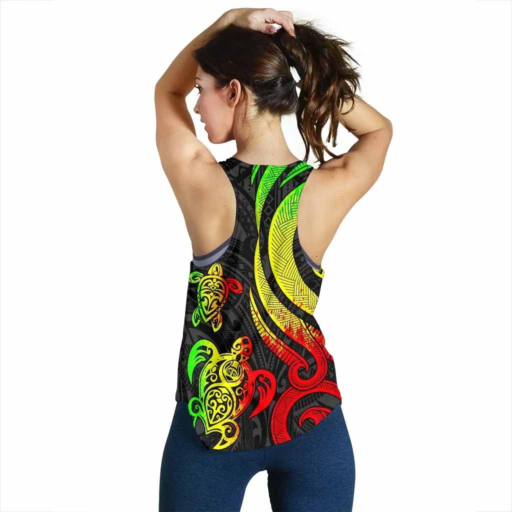 Kosrae Micronesian Women Racerback Tank - Reggae Tentacle Turtle