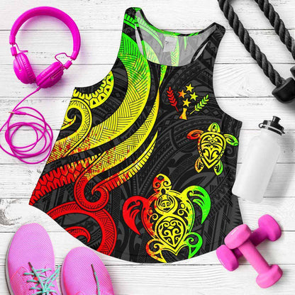 Kosrae Micronesian Women Racerback Tank - Reggae Tentacle Turtle