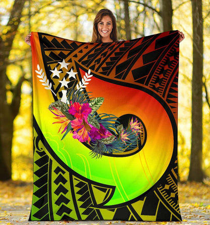 Kosrae Pemium Blanket - Polynesian Hook And Hibiscus (Reggae)