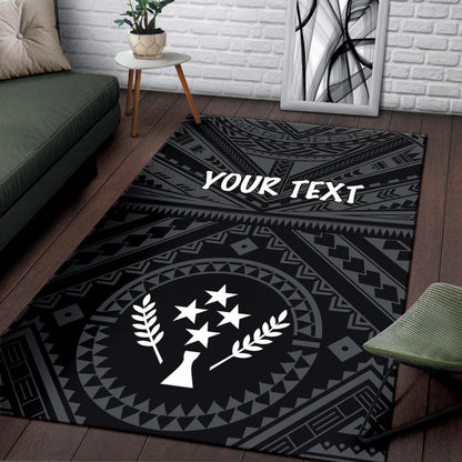 Kosrae Personalised Area Rug - Kosrae Flag In Polynesian Tattoo Style (Black)