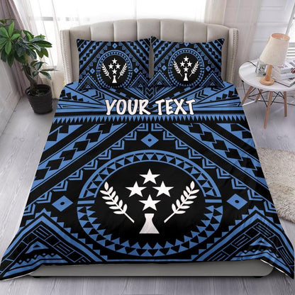 Kosrae Personalised Bedding Set - Kosrae Flag In Polynesian Tattoo Style (Blue)