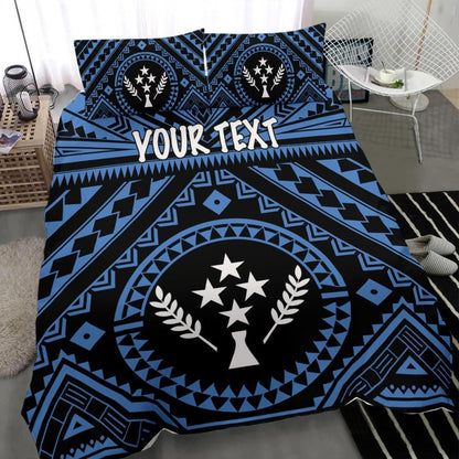 Kosrae Personalised Bedding Set - Kosrae Flag In Polynesian Tattoo Style (Blue)