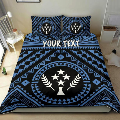 Kosrae Personalised Bedding Set - Kosrae Flag In Polynesian Tattoo Style (Blue)