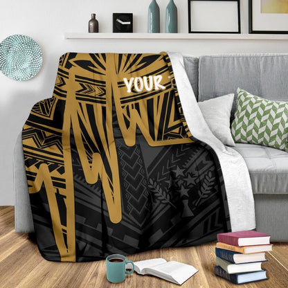 Kosrae Personalised Premium Blanket - Kosrae Seal In Heartbeat Patterns Style (Gold)