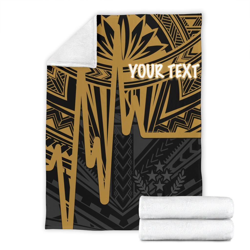 Kosrae Personalised Premium Blanket - Kosrae Seal In Heartbeat Patterns Style (Gold)