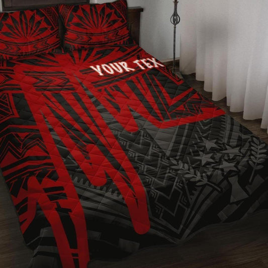 Kosrae Personalised Quilt Bed Set - Kosrae Seal In Heartbeat Patterns Style (Red)