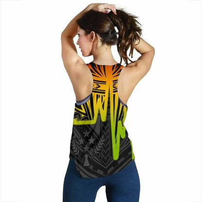 Kosrae Personalised Women Racerback Tank - Kosrae Seal In Heartbeat Patterns Style (Reggea)