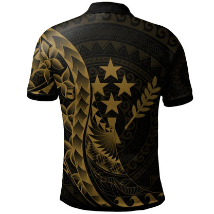 Kosrae Polo Shirt - Polynesian Pattern Style Gold Color