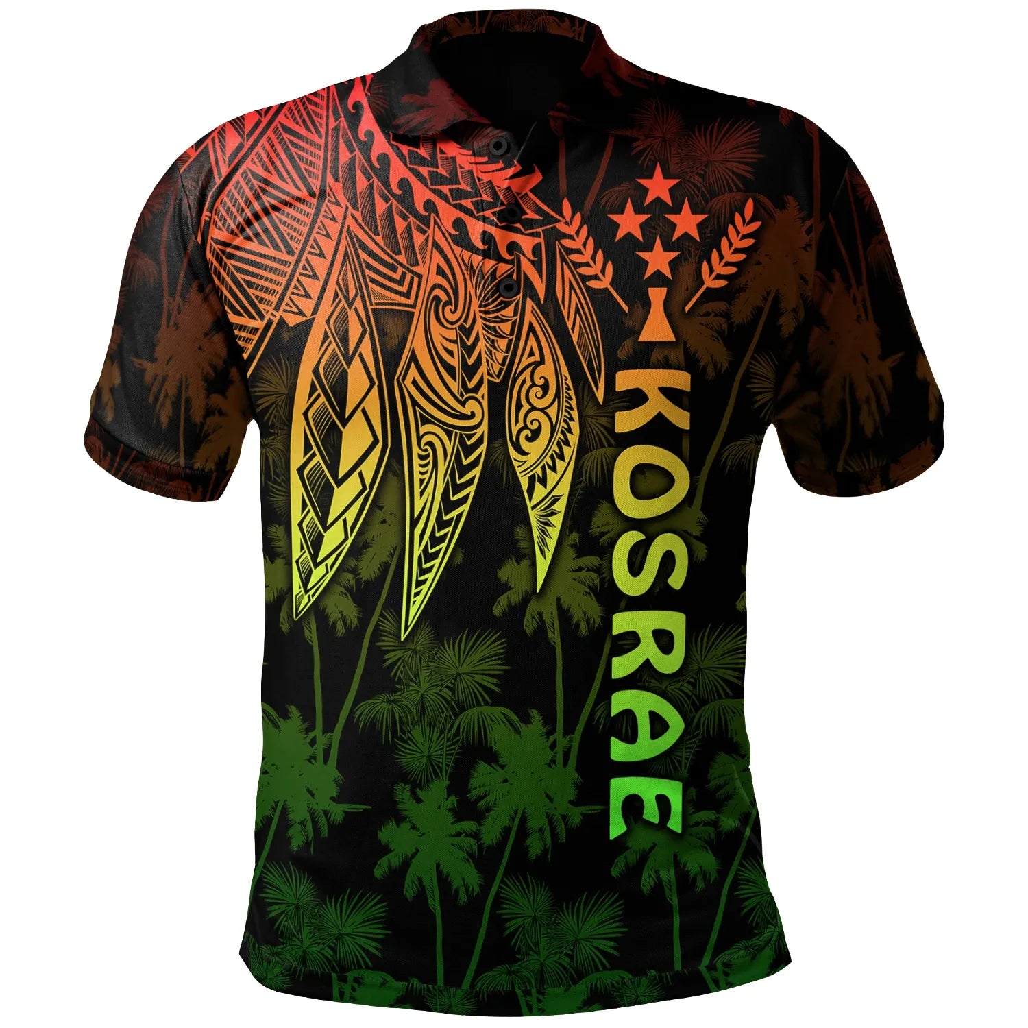 Kosrae Polo Shirt - Polynesian Wings (Reggae)