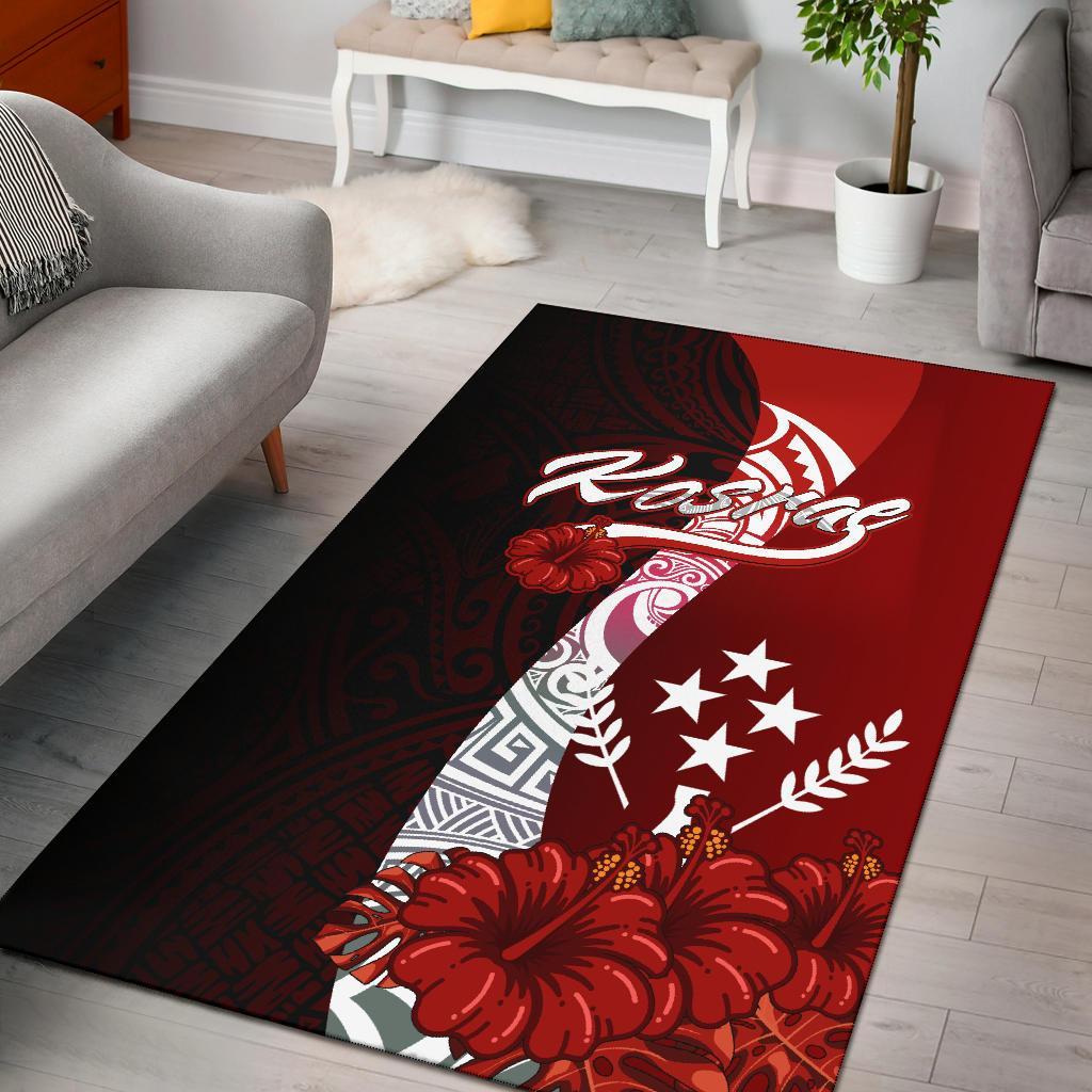 Kosrae Polynesian Area Rug - Coat Of Arm With Hibiscus