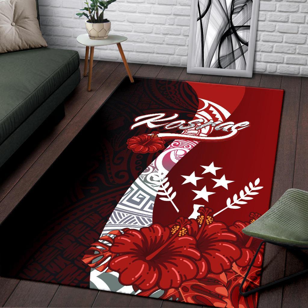 Kosrae Polynesian Area Rug - Coat Of Arm With Hibiscus