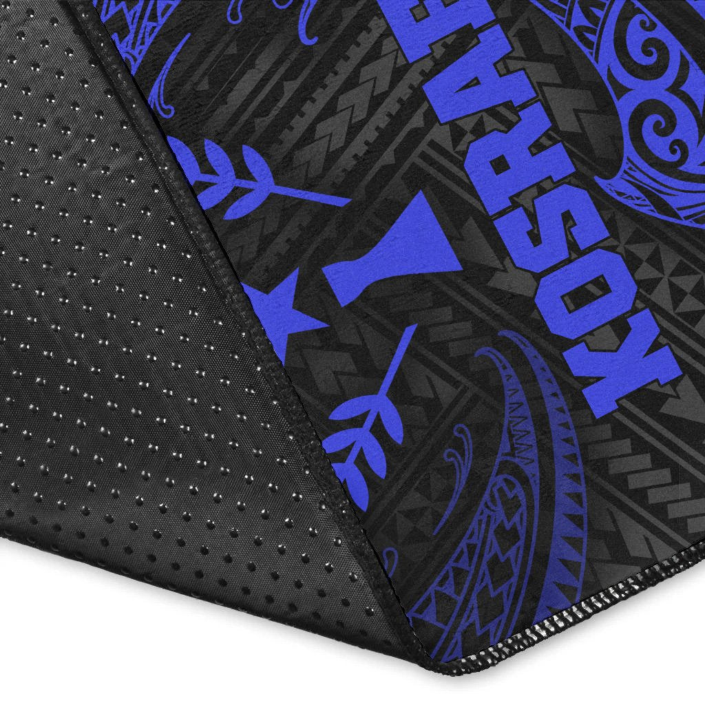 Kosrae Polynesian Area Rug - Blue Tribal Wave