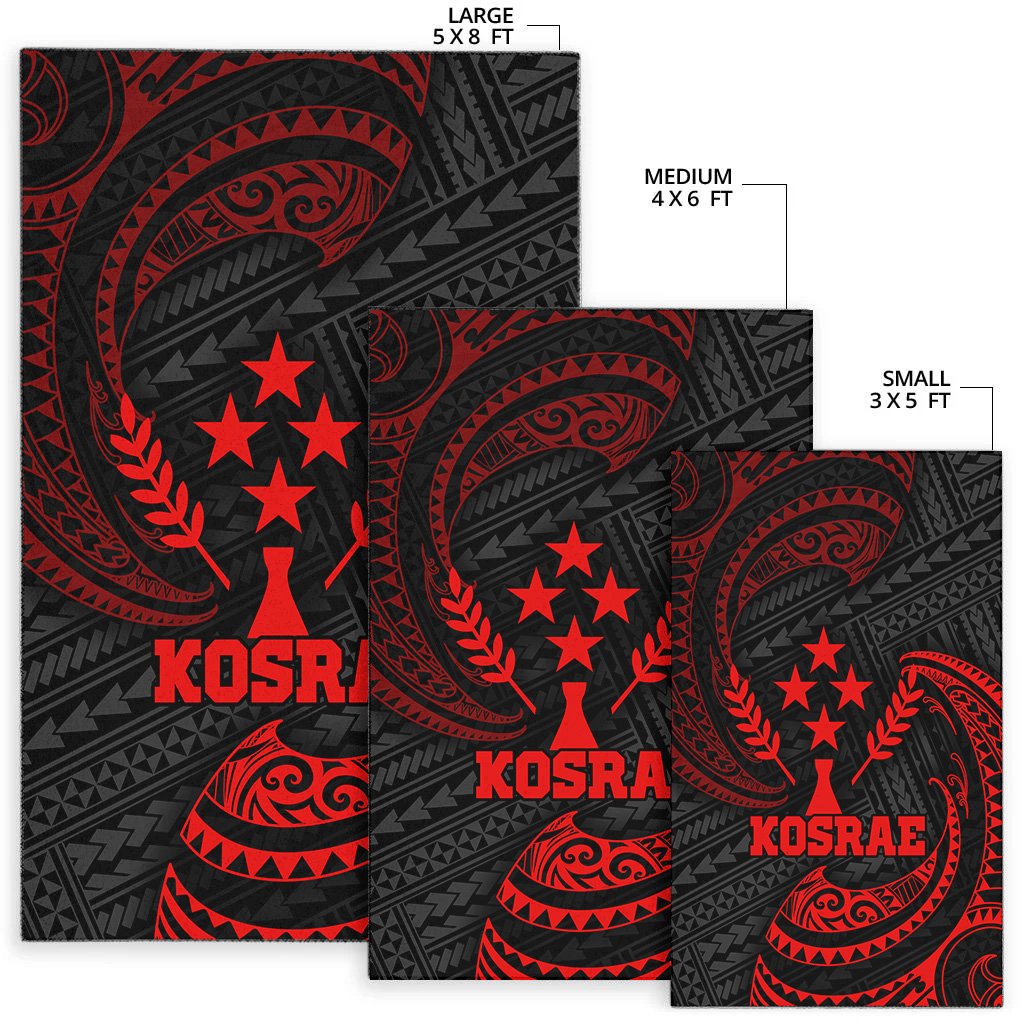 Kosrae Polynesian Area Rug - Red Tribal Wave