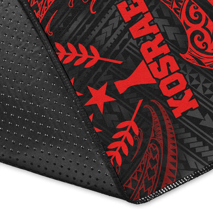 Kosrae Polynesian Area Rug - Red Tribal Wave