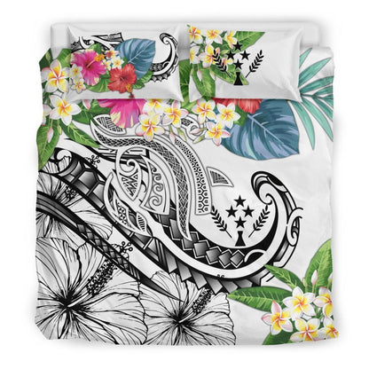 Kosrae Polynesian Bedding Set - Summer Plumeria (White)