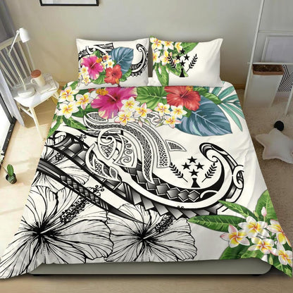 Kosrae Polynesian Bedding Set - Summer Plumeria (White)