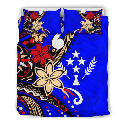 Kosrae Polynesian Bedding Set - Tribal Flower With Special Turtles Blue Color