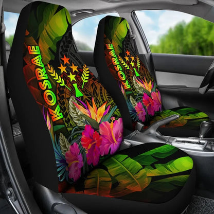 Kosrae Polynesian Car Seat Covers -  Hibiscus and Banana Leaves