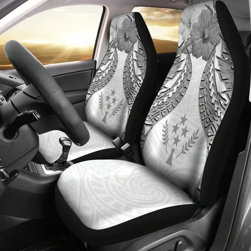 Kosrae Polynesian Car Seat Covers Pride Seal And Hibiscus White