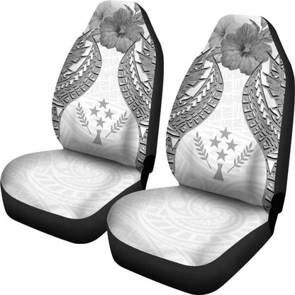 Kosrae Polynesian Car Seat Covers Pride Seal And Hibiscus White
