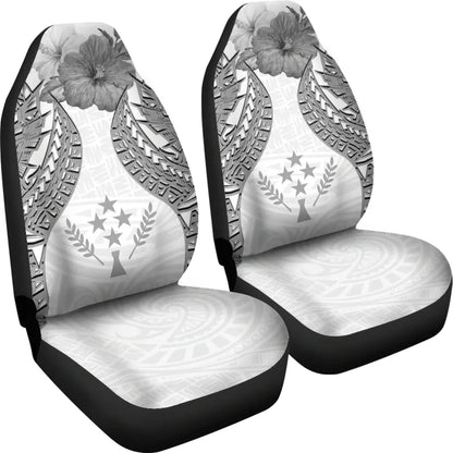 Kosrae Polynesian Car Seat Covers Pride Seal And Hibiscus White