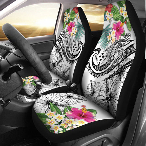 Kosrae Polynesian Car Seat Covers - Summer Plumeria (White)
