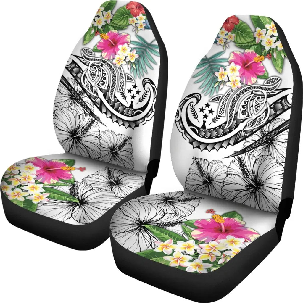 Kosrae Polynesian Car Seat Covers - Summer Plumeria (White)