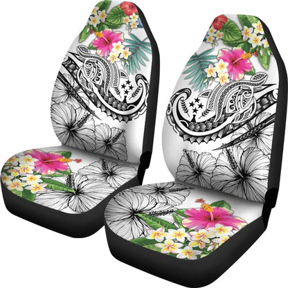 Kosrae Polynesian Car Seat Covers - Summer Plumeria (White)