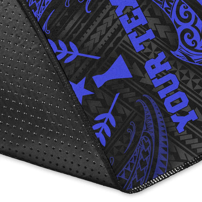 Kosrae Polynesian Custom Personalised Area Rug - Blue Tribal Wave